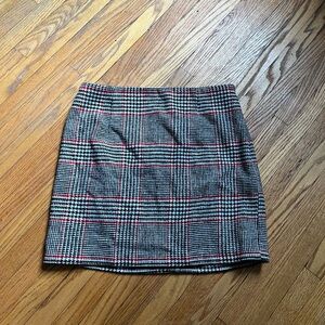 Black Red and White Plaid Skirt
